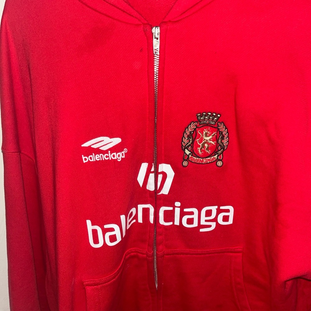 Balenciaga Vibrant Red Hoodie with Crest